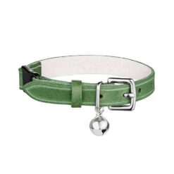 Collier En Cuir Pour Chat Collection Velouté -Pet Haven Soldes Designer Luxury Cat Collar Cheshire and Wain Fern Green