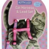 Harnais Et Laisse Couleur Unie Pour Chat -Pet Haven Soldes Kitty and Co Snag Free Pink Cat Harness Lead Set
