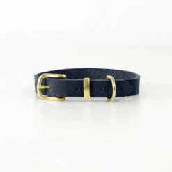 Collier Pour Chien En Cuir Souple The Classic -Pet Haven Soldes collar navy gold min