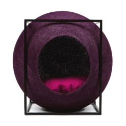 Le Cube Meyou -Pet Haven Soldes web cat cube metal plum meyou paris front