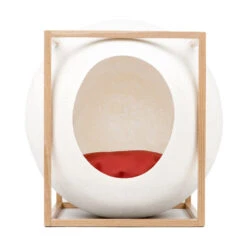 Le Cube Meyou -Pet Haven Soldes web cat cube wood ivory meyou paris front